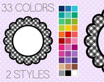 Gingham Flower Digital Frames - Clip Art Frames - Instant Download - Commercial Use