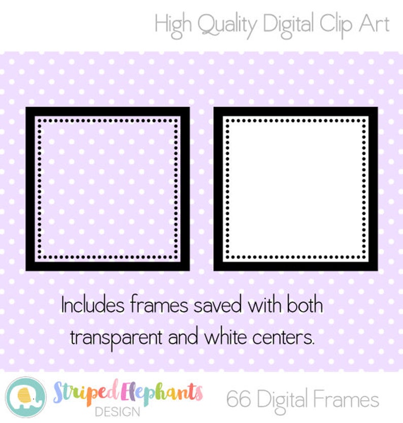 Dotty Square Digital Frames Clipart Frames Instant Download Commercial Use image 2