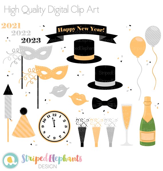 Silvester Clipart Party Clipart Instant Download Etsy