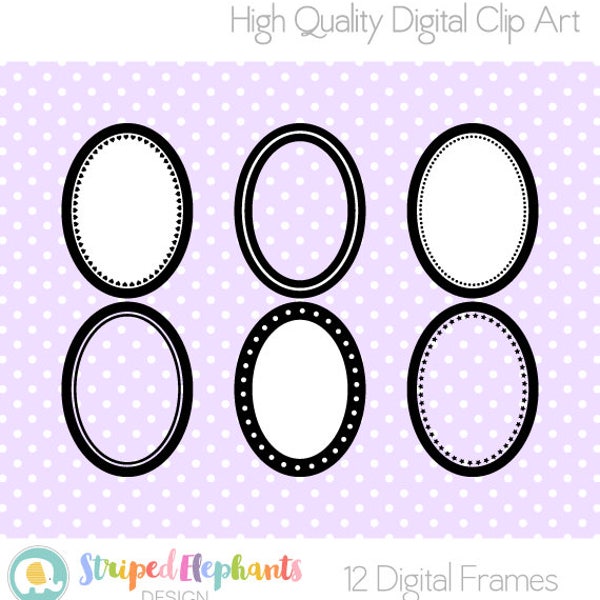 Oval Digital Frame Collection - Clip Art Frames - Instant Download - Commercial Use
