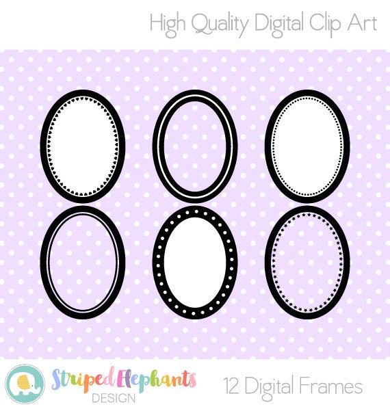 Oval Digital Frame Collection Clip Art Frames Instant | Etsy