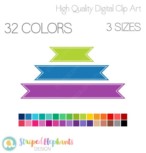 Ribbon Banner Clip Art Digital Clipart Instant Download Etsy