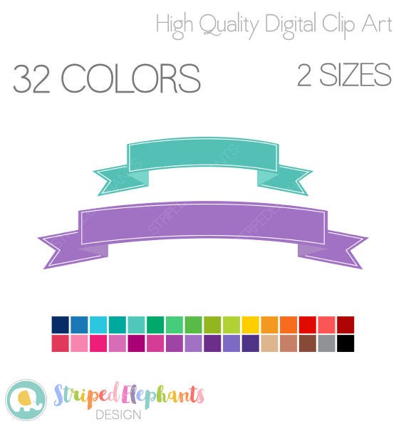 Curved Banners Clipart Banner Clipart Flag Clipart Digital Etsy
