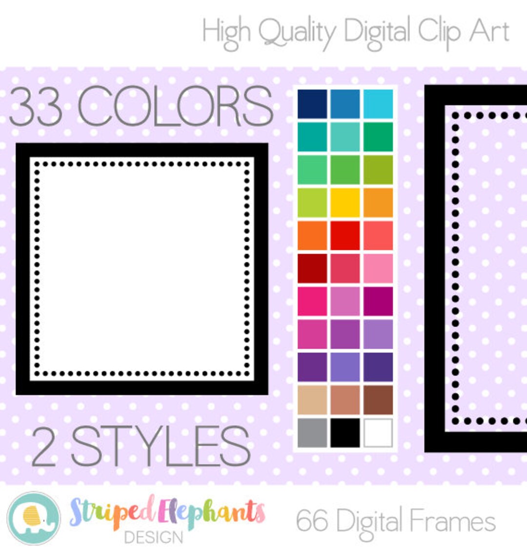Dotty Square Digital Frames Clipart Frames Instant Download Commercial ...