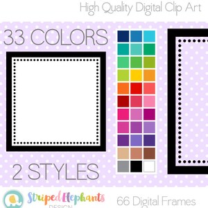 Dotty Square Digital Frames Clipart Frames Instant Download Commercial Use image 1