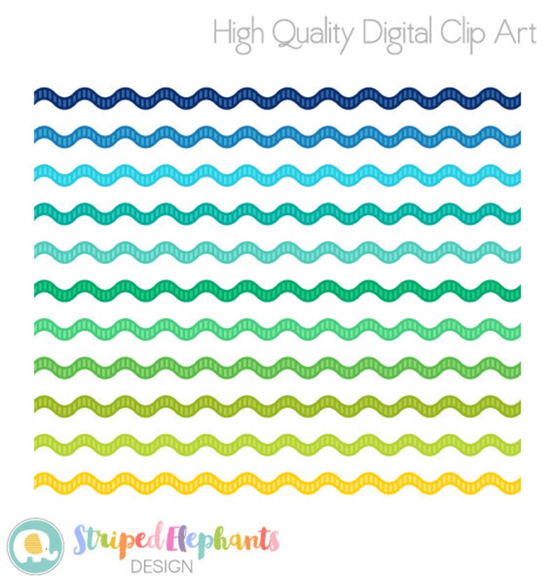 Digital Borders Clip Art Striped Ric Rac Digital Edging Etsy