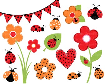 Lady Bug Clip Art - Lady Beetle Clipart - Téléchargement instantané - Utilisation commerciale