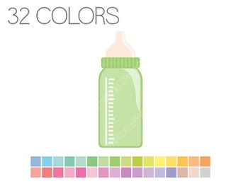 Baby Bottle Clipart Pastel - Baby Digital Clip Art - Instant Download - Commercial Use