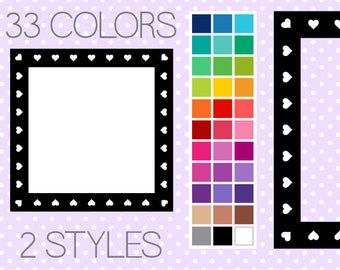 Heart Square Digital Frames 2 - Clip Art Frames - Instant Download - Commercial Use