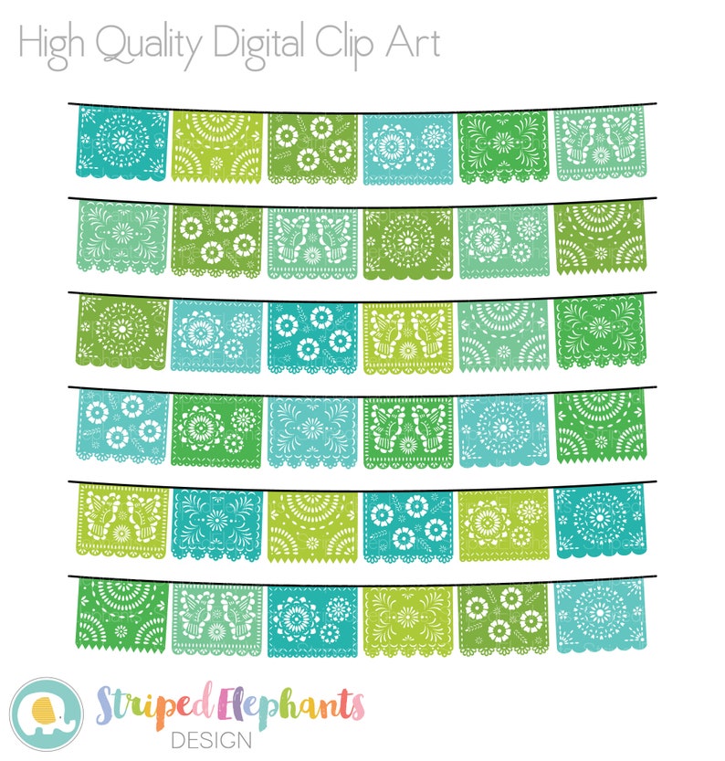 Papel Picado Clipart SVG Cut Files Printable Digital Mexican - Etsy