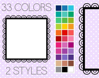 Cutout Scalloped Square Frames 2 - Clip Art Frames - Instant Download - Commercial Use