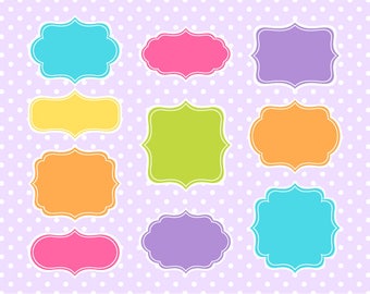 Fancy Colored Digital Frames - Digital Journaling Spots - Instant Download - Commercial Use