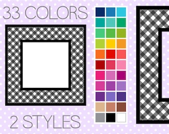 Gingham Square Digital Frames - Clip Art Frames - Instant Download - Commercial Use