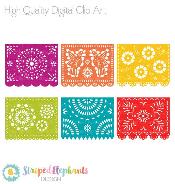 Printable Papel Picado Clipart SVG Cut Files Digital Mexican Etsy