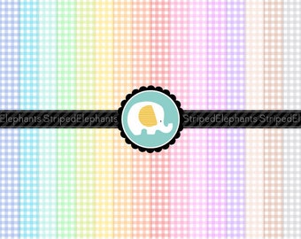 Gingham Digital Papers Pastel, Gingham Digital Scrapbook Paper Pack, Gingham Digital Background, Commercial Use