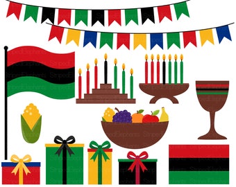 Kwanzaa Clipart - Kwanza Digital Clip Art - African Clipart - Commercial Use