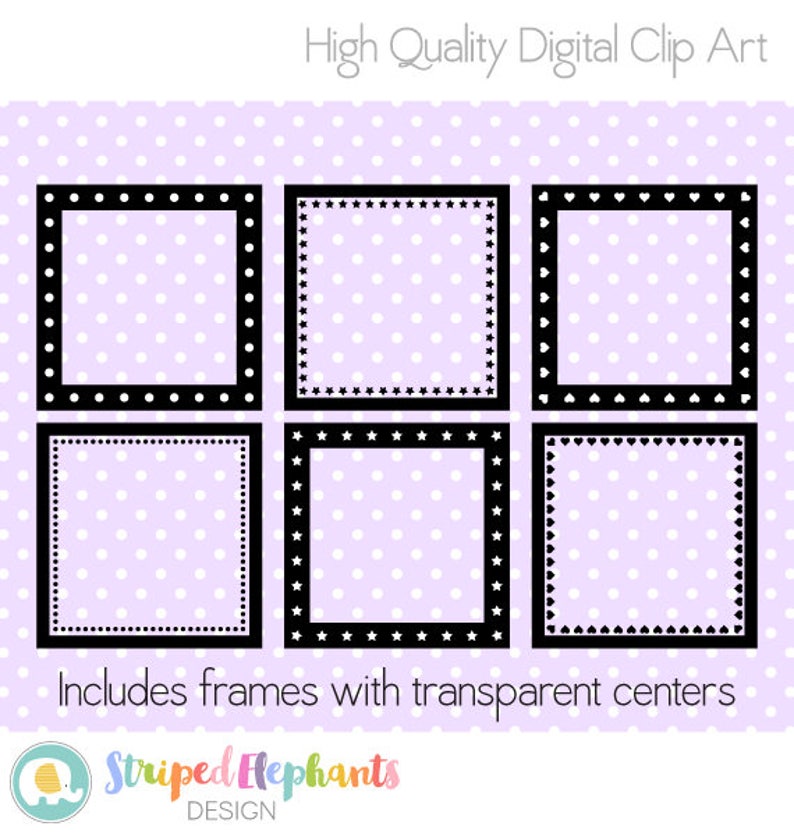 Square Digital Frame Collection 2 Clipart Frames Instant Download Commercial Use image 2