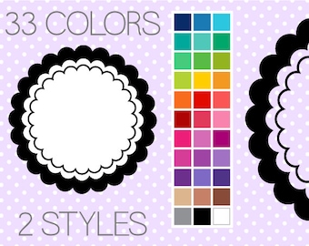 Triple Scalloped Digital Frames - Clipart Borders - Printable Labels - Instant Download - Commercial Use