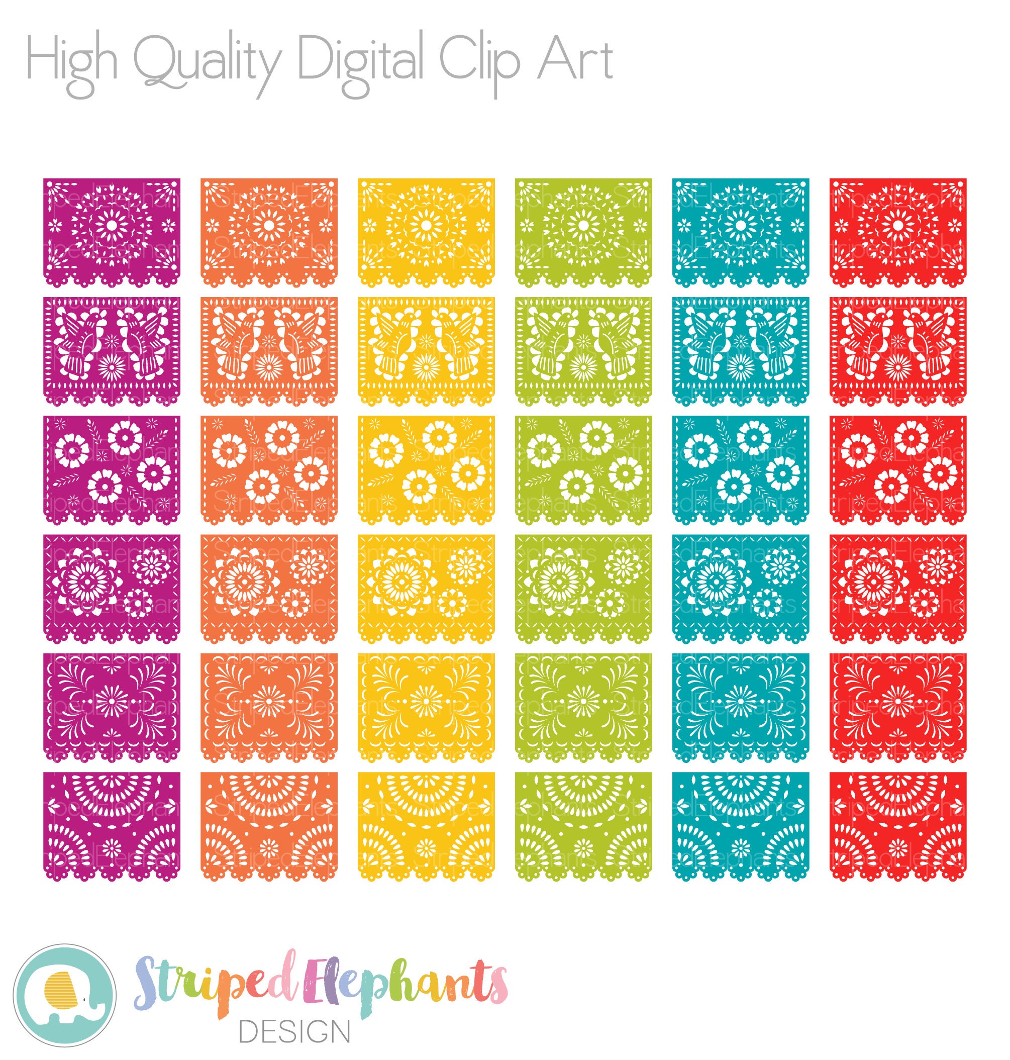Printable Papel Picado Clipart SVG Cut Files Digital Mexican - Etsy