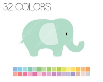 Elephants Clipart Pastel - Animals Digital Clip Art - Instant Download - Commercial Use