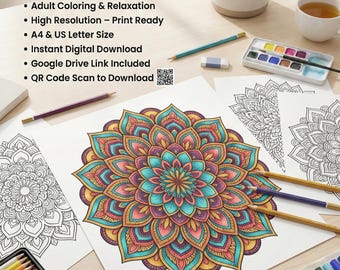400+ Mandala Coloring Pages | Intricate Designs, Adult Relaxation (PDF Printable Bundle)