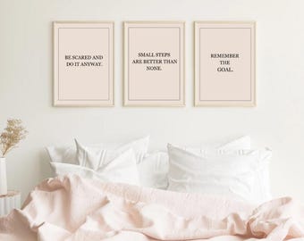 Minimalist Motivational Wall Art Set | Neutral Quote Prints | Digital Download | Inspirational Bedroom or Office Decor