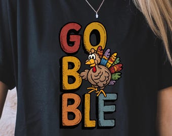 Camiseta de Acción de Gracias con pavo engullido, linda camiseta gráfica retro del Día del Pavo de otoño, atuendo para cena de Acción de Gracias con amigos, top para fiesta navideña