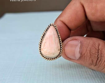 Anillo de plata de ley con escolecita: joya de piedras preciosas naturales, regalo para ella