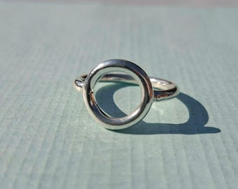 Karma Ring, Open Circle O Ring, Open Circle Ring Silver, 925 Sterling Silver Trendy Ring, Womens Silver Ring, Statement Ring