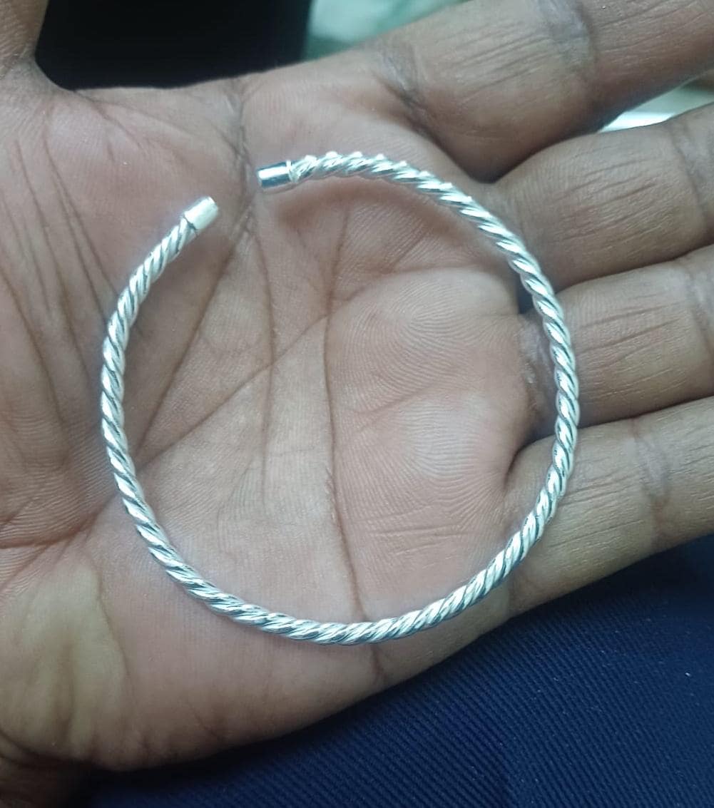 Twisted 925 Sterling Silver Cuff Bracelet: Chunky Adjustable