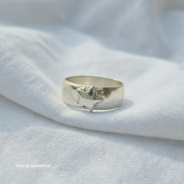 Handmade Sterling Silver Star Ring: Chunky Statement Band jewelry