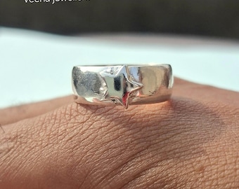 Handmade Sterling Silver Star Ring: Chunky Statement Band jewelry
