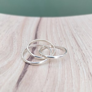 925 Sterling Silver Interlocking Ring, Silver Rolling Ring, Silver Wedding Ring, Silver Triple Rolling Band Ring, Gift for her