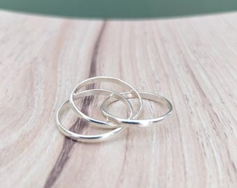 Bague entrelacée en argent sterling 925 : alliance bohème