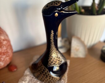 Vintage Limoges Porcelain Goose Decanter: Chabot XO Armagnac, 22K