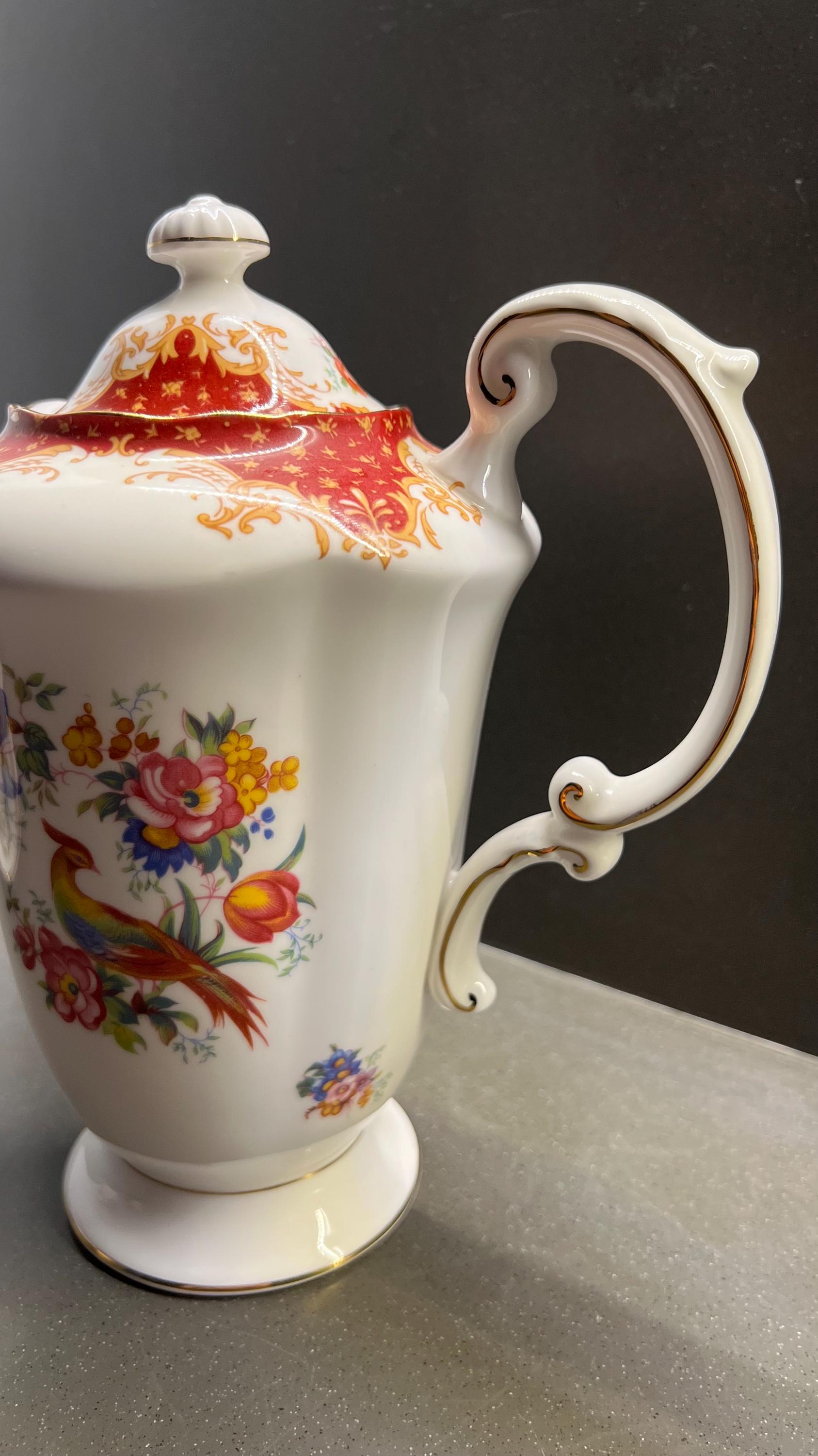 Paragon Rockingham Vintage Paragon Rockingham Red Tea Set: Fine Bone China Teapot, Cups ...