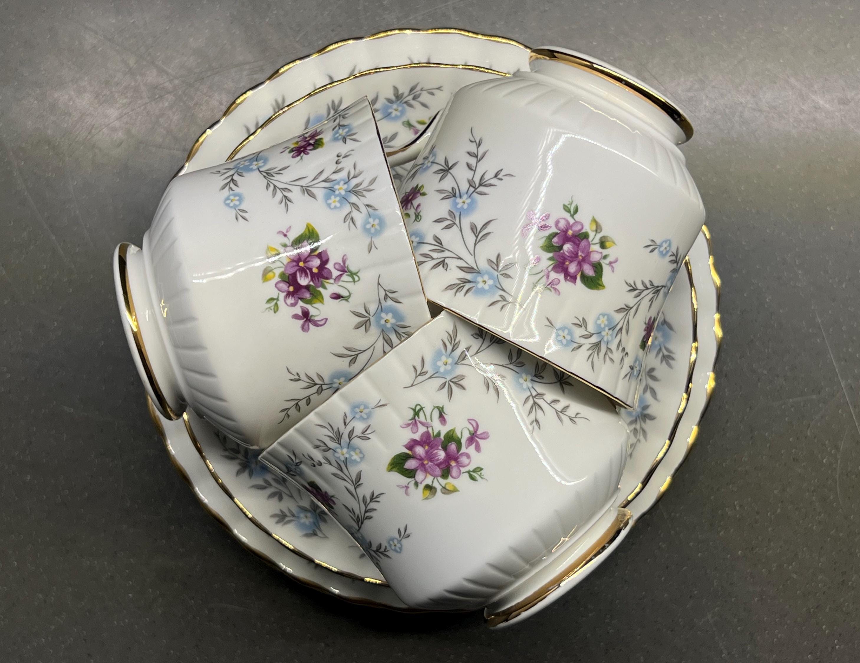 Royal Stafford Bone China Tea Trio Sets – Vintage Floral Gold Trim