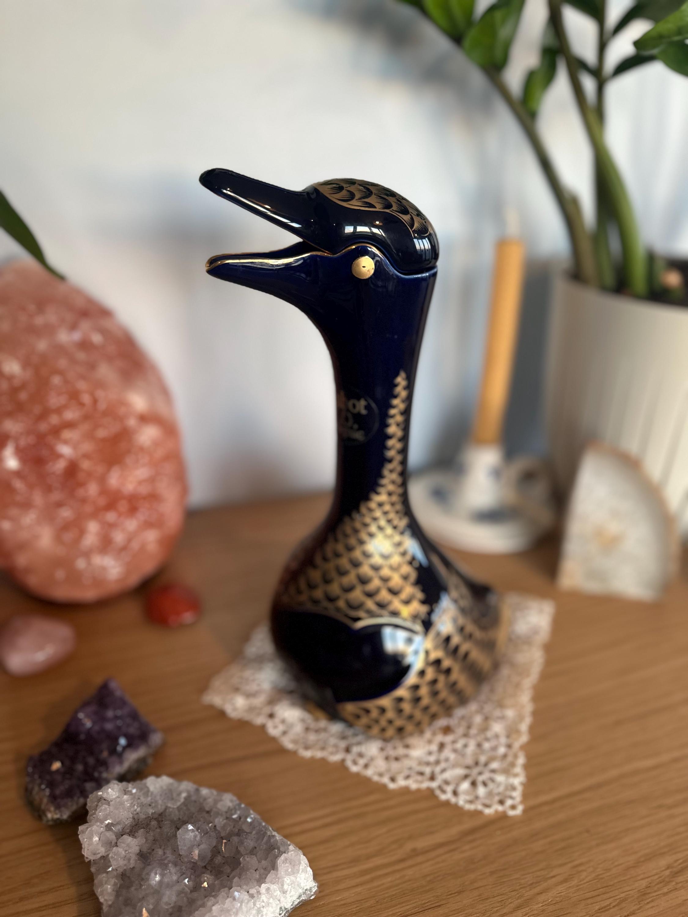 Vintage Limoges Porcelain Goose Decanter: Chabot XO Armagnac, 22K