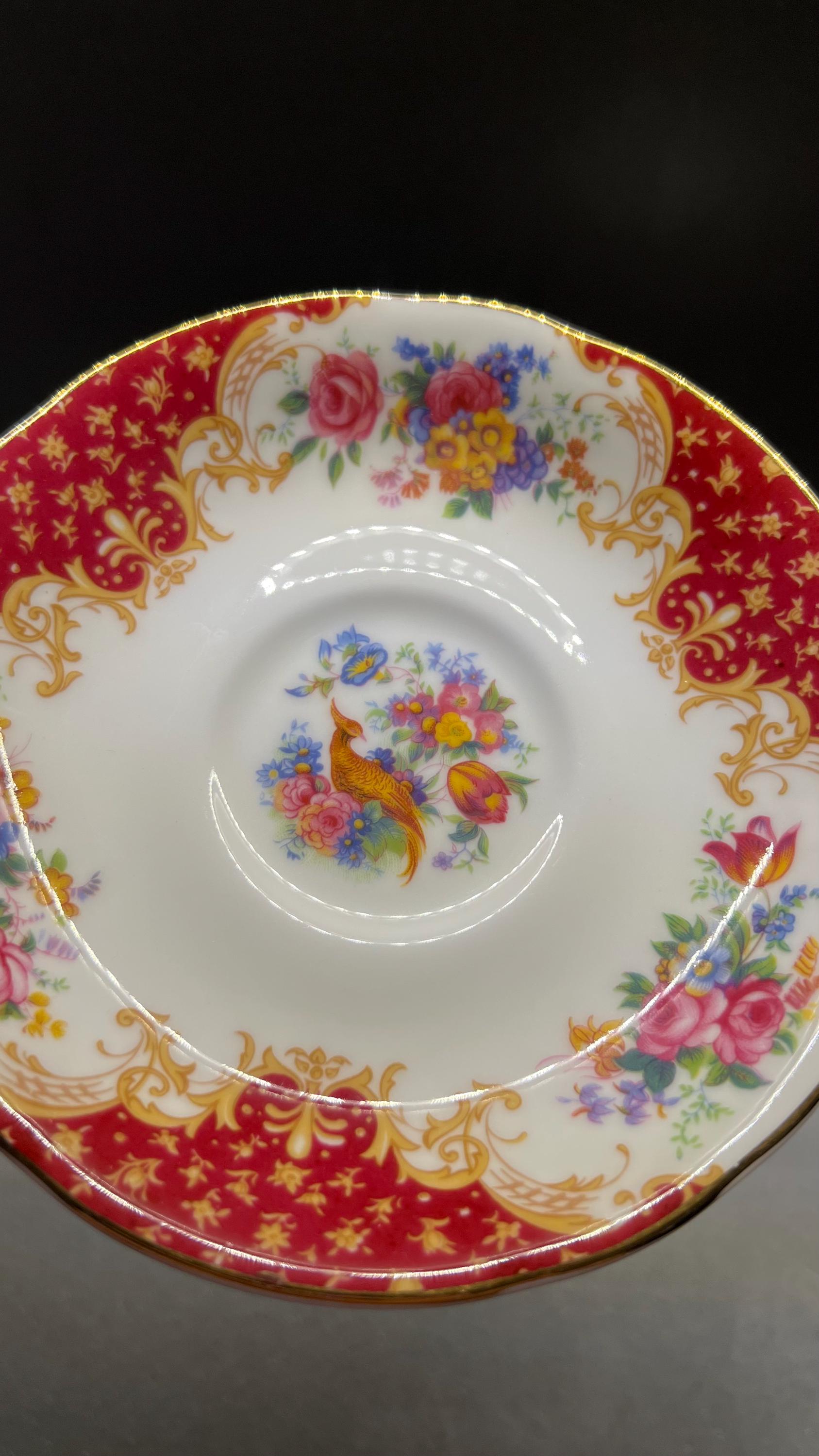 Paragon Rockingham Vintage Paragon Rockingham Red Tea Set: Fine Bone China Teapot, Cups ...