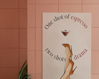 Póster de Martini Glamour Espresso | Arte mural imprimible para habitación de chicas, decoración de bar y ambiente de noche de chicas