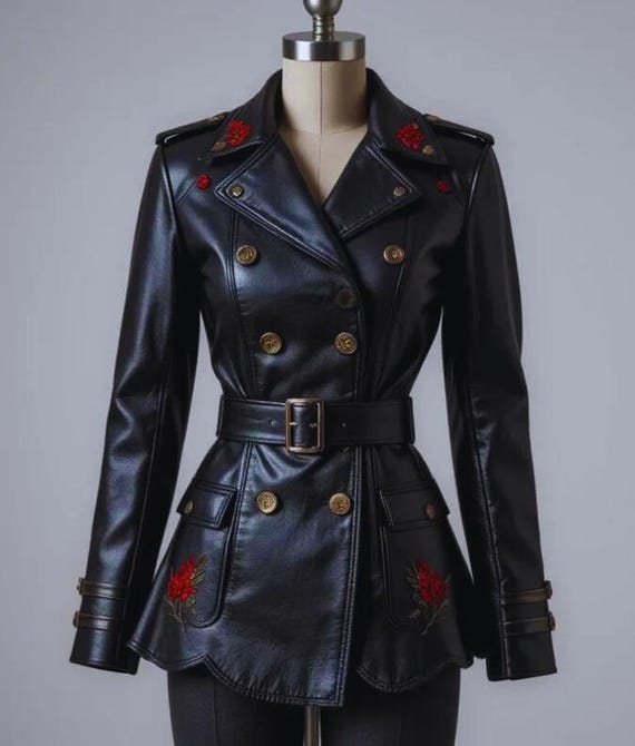 Handgefertigte Damen-Echtlederjacke Biker-Stil-Mantel Weiches