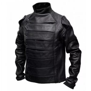 Handmade Captain America The Winter Soldier Bucky Barnes Movie Leather Jacket Movie Costume for Men