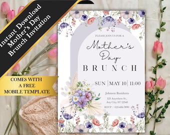 Muttertag Brunch-Einladung zum Ausdrucken (Digitaler Download)