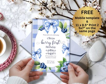 Einladung zum 1. Geburtstag, Beere 1. Geburtstag, Beere Themenparty, Beere Erst, Beere 1. Geburtstag Einladungsvorlage