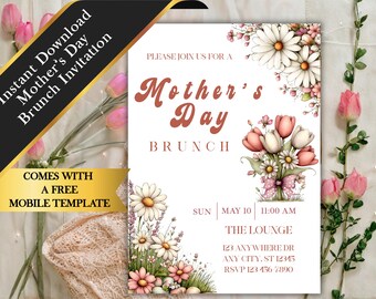 Muttertag Brunch-Einladung zum Ausdrucken (Digitaler Download)