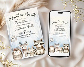 Wald-Baby-Dusche-Einladung Wald-Abenteuer-Baby-Dusche-Einladung Printable Wald-Baby-Dusche einladen Sofort Download