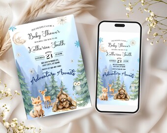 Wald-Baby-Dusche-Einladung Wald-Abenteuer-Baby-Dusche-Einladung Printable Wald-Baby-Dusche einladen Sofort Download