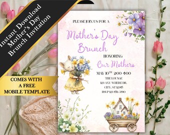 Muttertag Brunch-Einladung zum Ausdrucken (Digitaler Download)