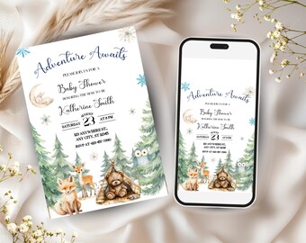 Wald-Baby-Dusche-Einladung Wald-Abenteuer-Baby-Dusche-Einladung Printable Wald-Baby-Dusche einladen Sofort Download