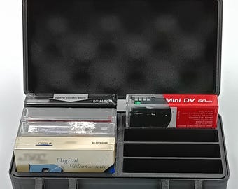 Digital Video (Mini DV) Cassette Compatible Rugged Protective Carrying Case - Holds 8 Tapes